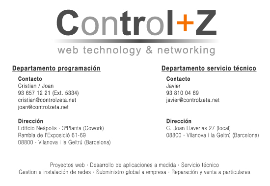 Control+Zeta - Programación a medida(936571221 Ext. 5334) - Servicio técnico (938100469)